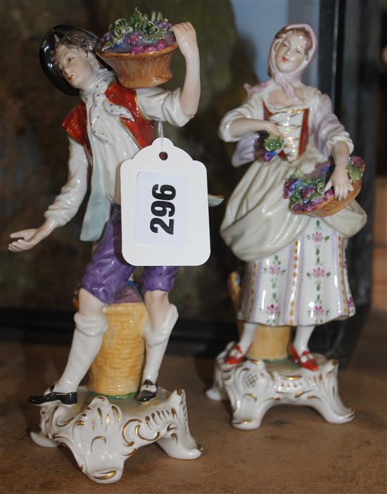 Pair of Volkstedt Rudolph Kammer porcelain figures of grape pickers